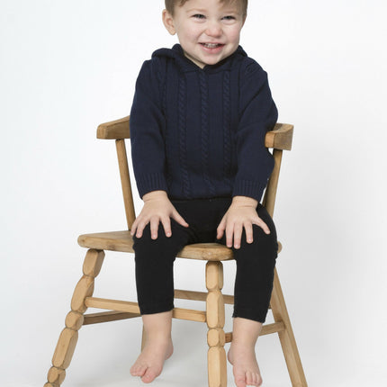 Baby Navy Cable Zip Back Sweater