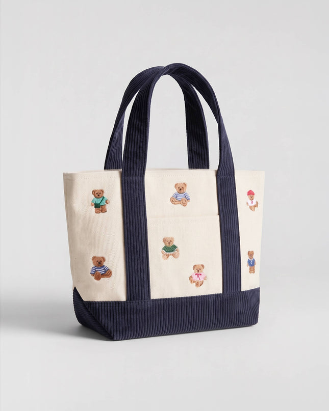 TEDDY BEAR Embroidered Canvas Mini Tote Bag