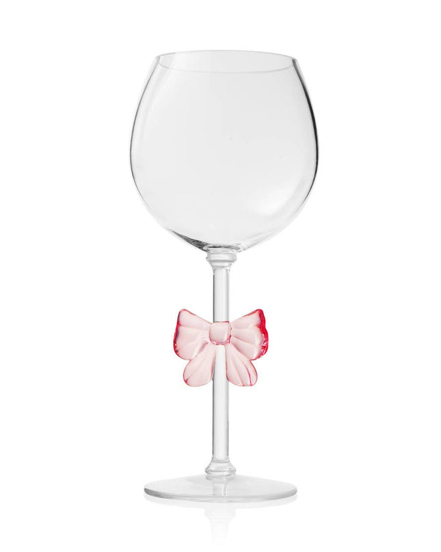 Coquette Pink Bow Acrylic Wine Glass