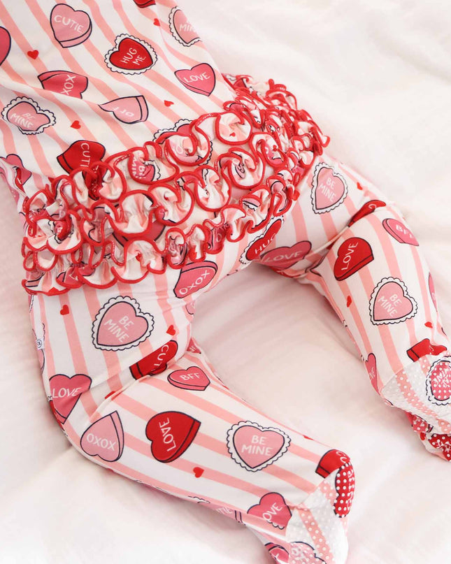 Girls Sweet Like Candy Ruffle Zipper Footie