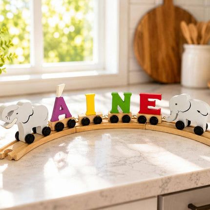 Wooden Elephant Piece (Front) - Personalized Name Train Piece