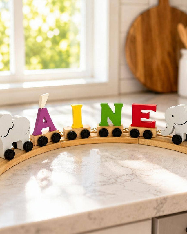Wooden Elephant Piece (Front) - Personalized Name Train Piece