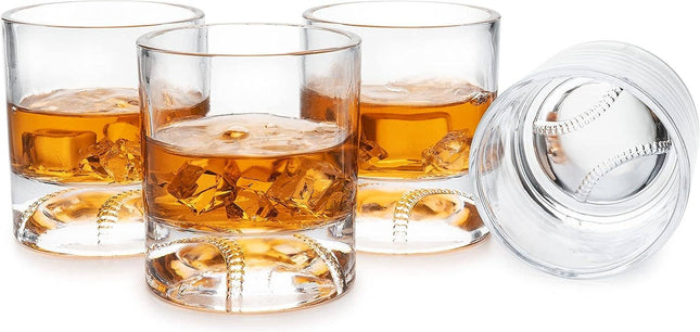 Baseball Whiskey Glasses - Set of 4