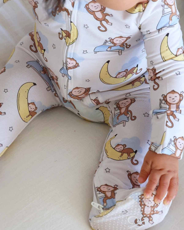 Monkey See, Monkey Snooze Zipper Footie