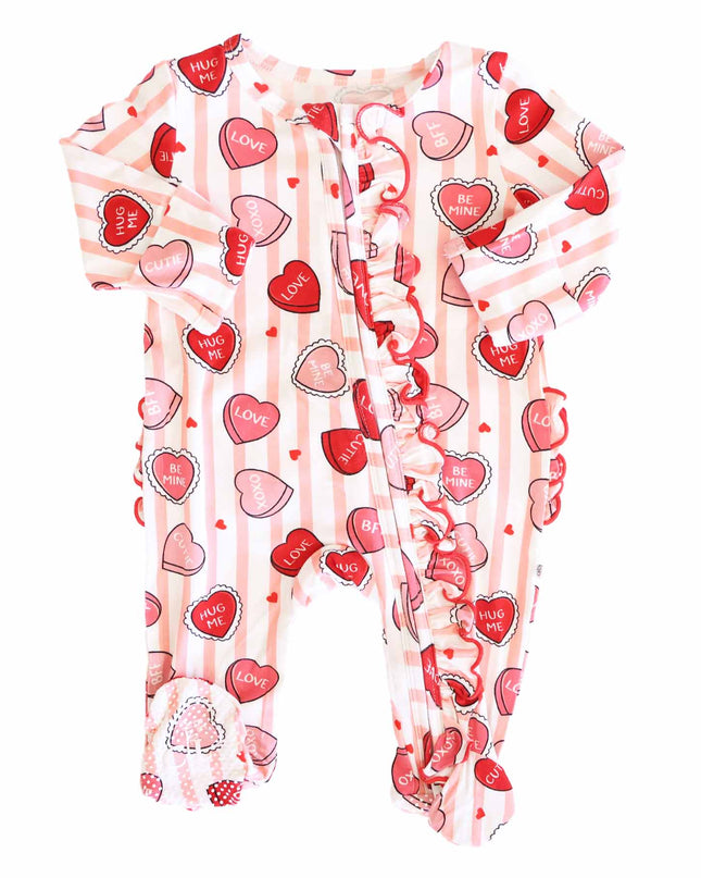 Girls Sweet Like Candy Ruffle Zipper Footie