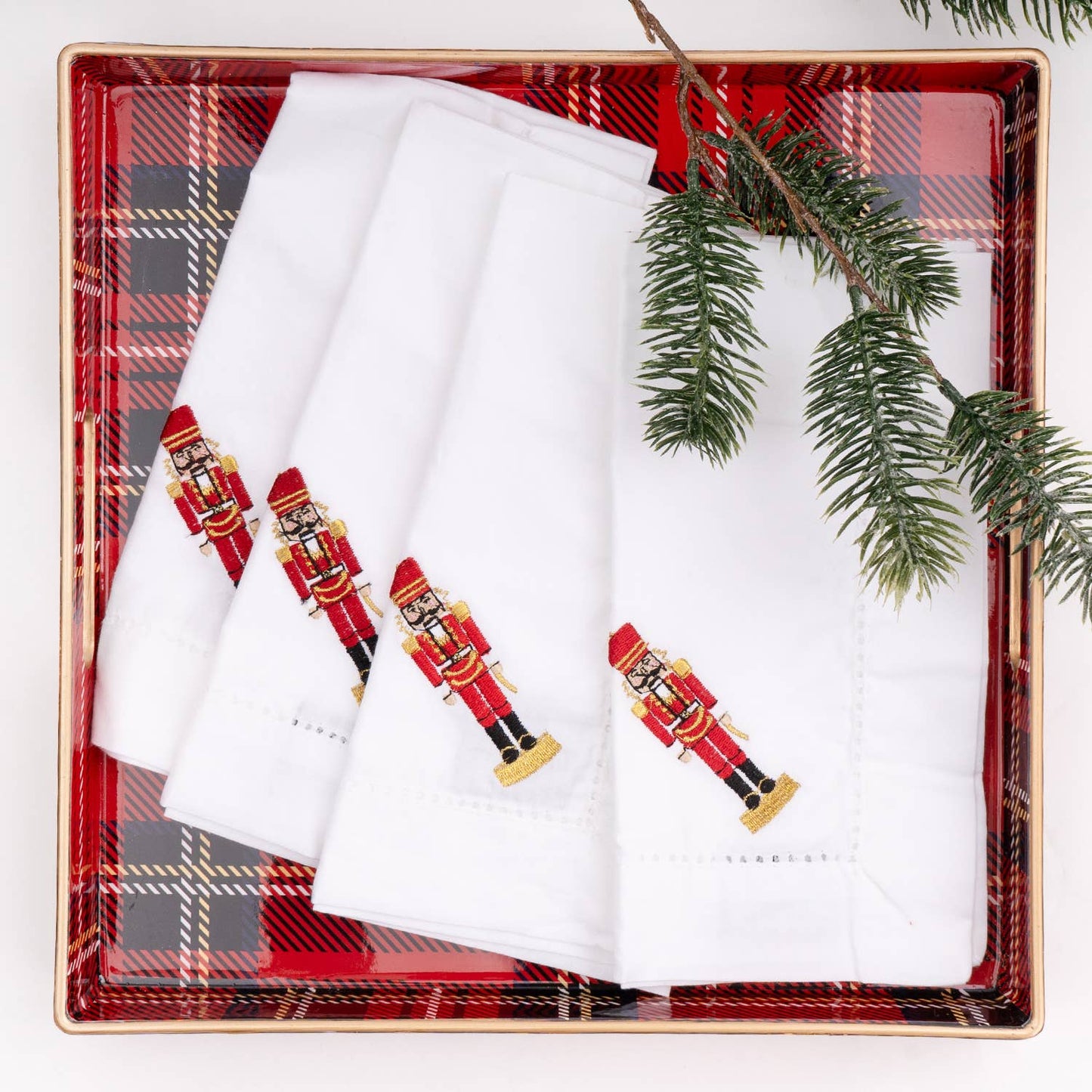 4 Piece Set Nutcracker Embroidered Dinner Napkins