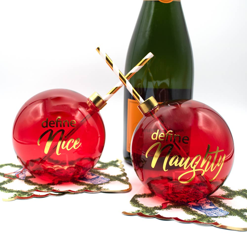 Define Naughty & Nice Ornament Drinking Glasses - Boxed Set