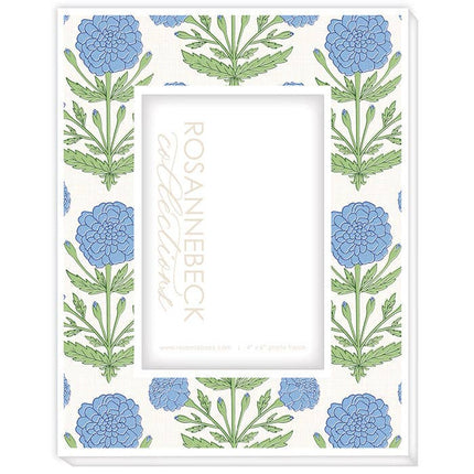 Sue Sartor Blue and Green Marigold 4x6 White Frame