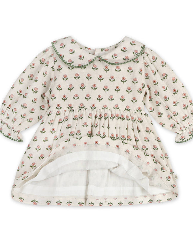 Rosamund Block Print Floral Baby Dress & Bloomer (Organic)