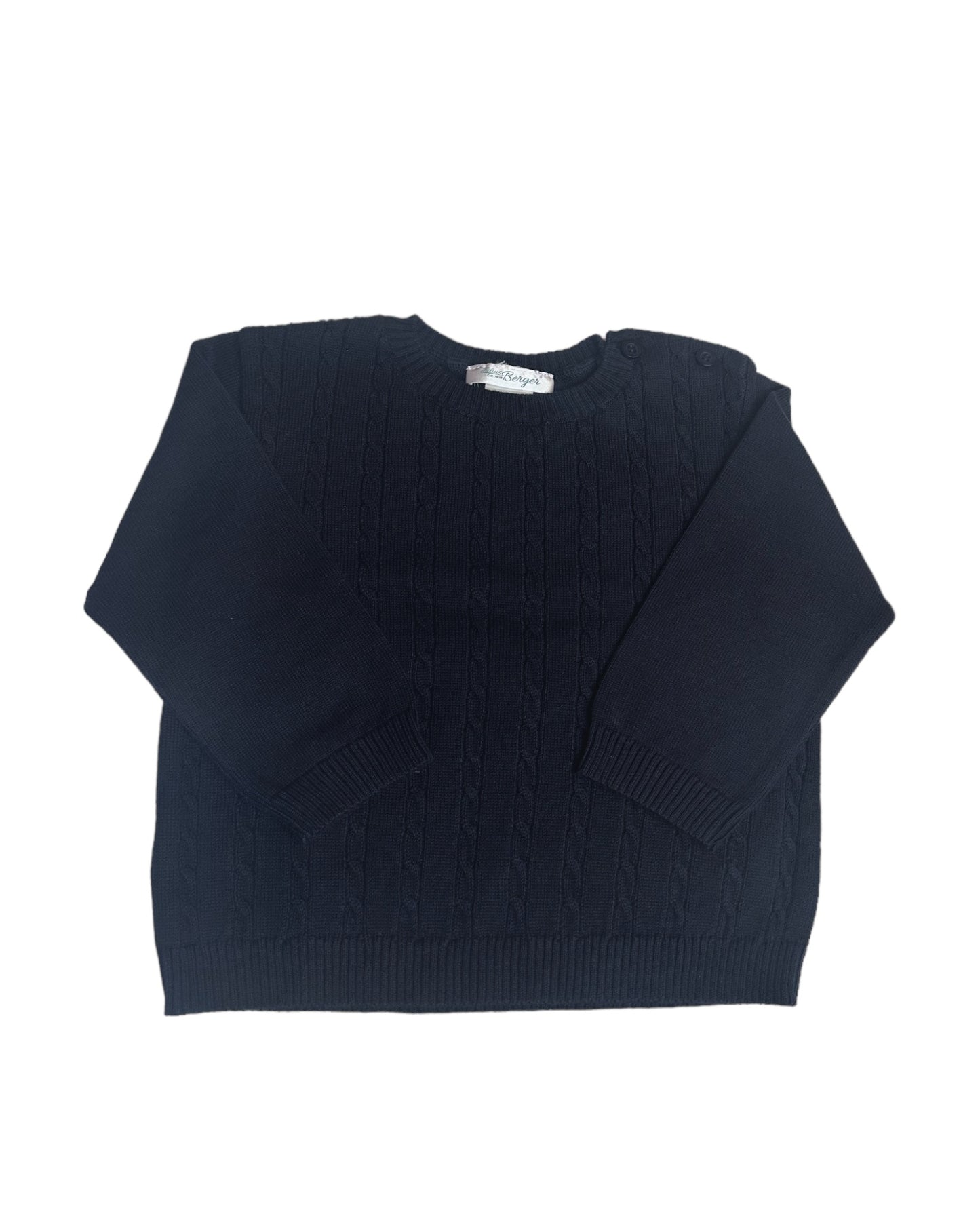 Navy Pullover Crew Neck Cable Sweater