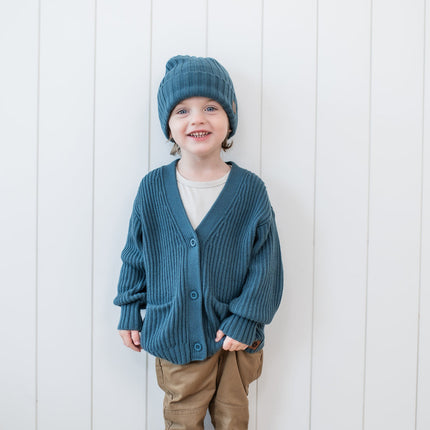 Kyte Baby Chunky Knit Oversized Cardigan in Atlantic