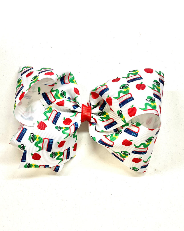 Back to School Grosgrain Hair Bow- Bookworm