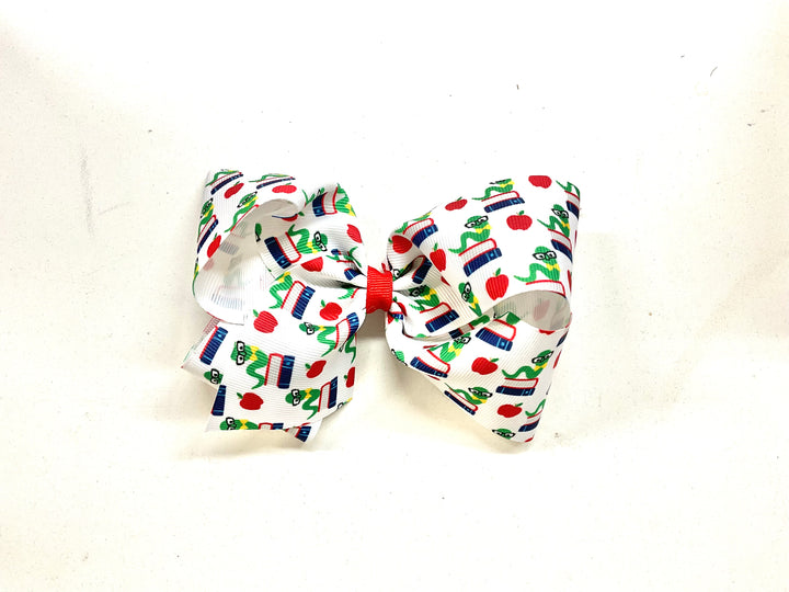 Back to School Grosgrain Hair Bow- Bookworm
