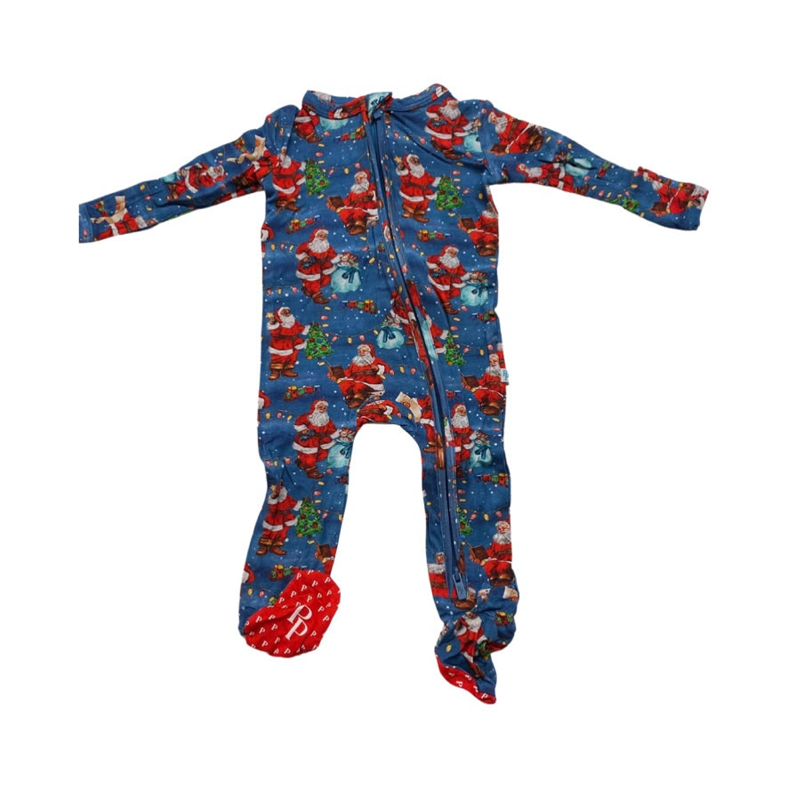 Santa Clause - Footie Zippered One Piece