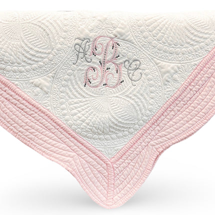 Personalized baby quilt — embroidered name included, heirloom baby shower gift