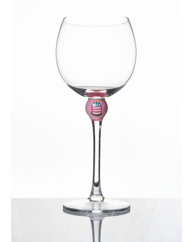 The Giving Glass Birthday Cake wine glass — birthday gift, portion donated to charity