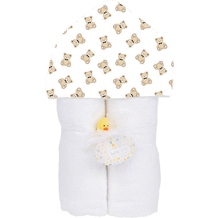 Baby JaR Deluxe Hooded Towel in Bowtie Teddy print