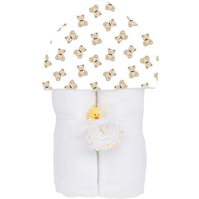 Baby JaR Deluxe Hooded Towel in Bowtie Teddy print
