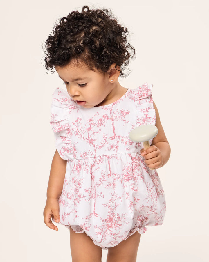 Baby Twill Madeline Romper in Pink Timeless Toile