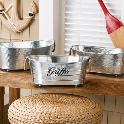 Personalized Aluminum Beverage Tubs w/ Jute Handles