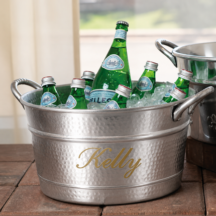 Personalized Hammered Beverage Tub with Handles