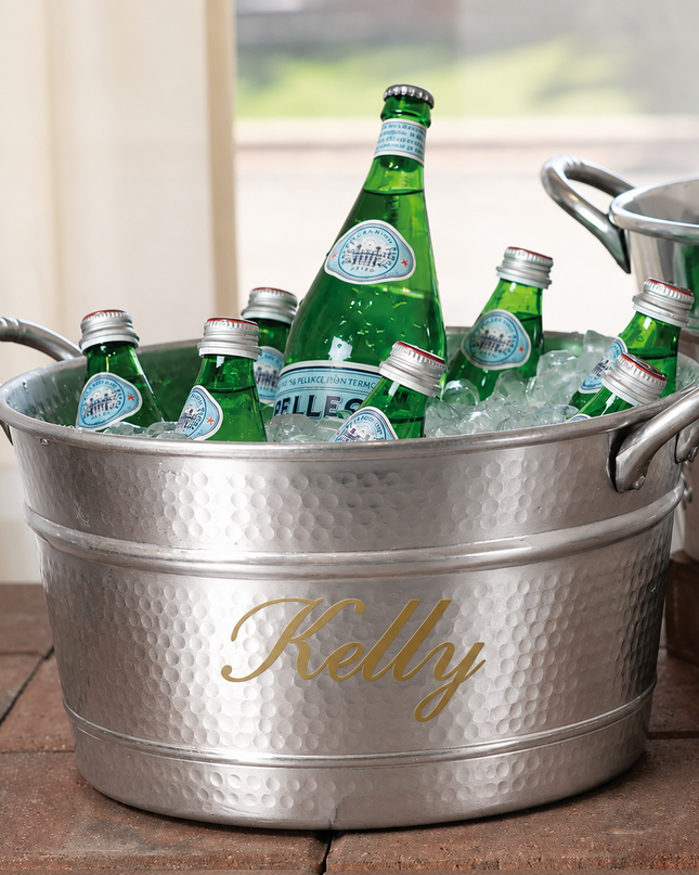 Personalized Hammered Beverage Tub with Handles