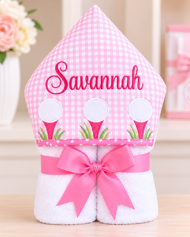 Pink Golf Hooded Towel