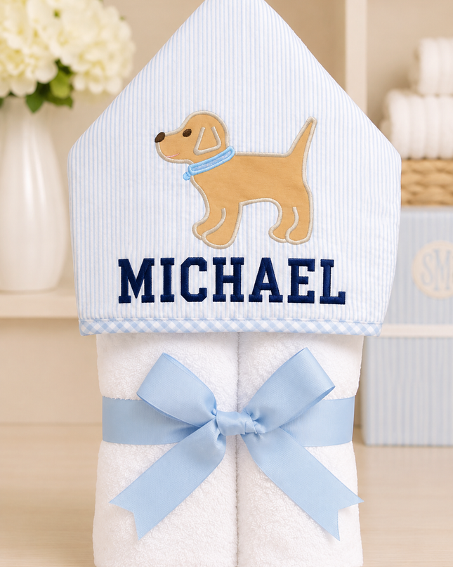 Blue Lab Puppy Hooded Towel
