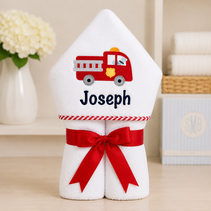 Firetruck Hooded Towel
