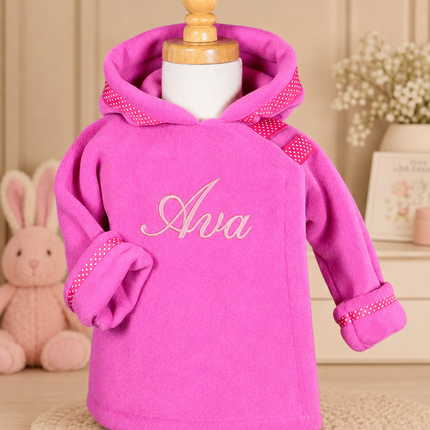Hot Pink Widgeon Fleece Jacket With Polka Dots
