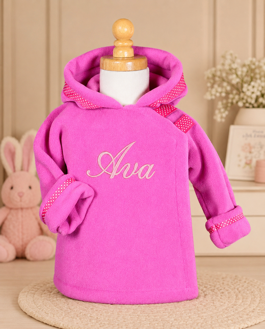 Hot Pink Widgeon Fleece Jacket With Polka Dots