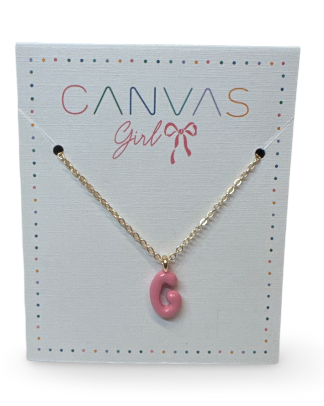 Viola Enamel Coated Letter Children's Necklace in Shiny Gold