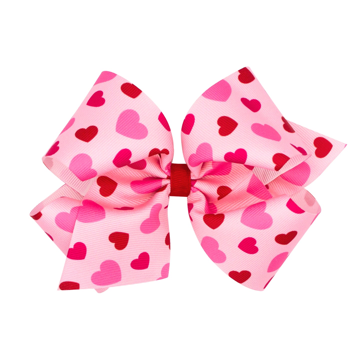 King Valentine Open Heart Print Grosgrain Girls Hair Bow