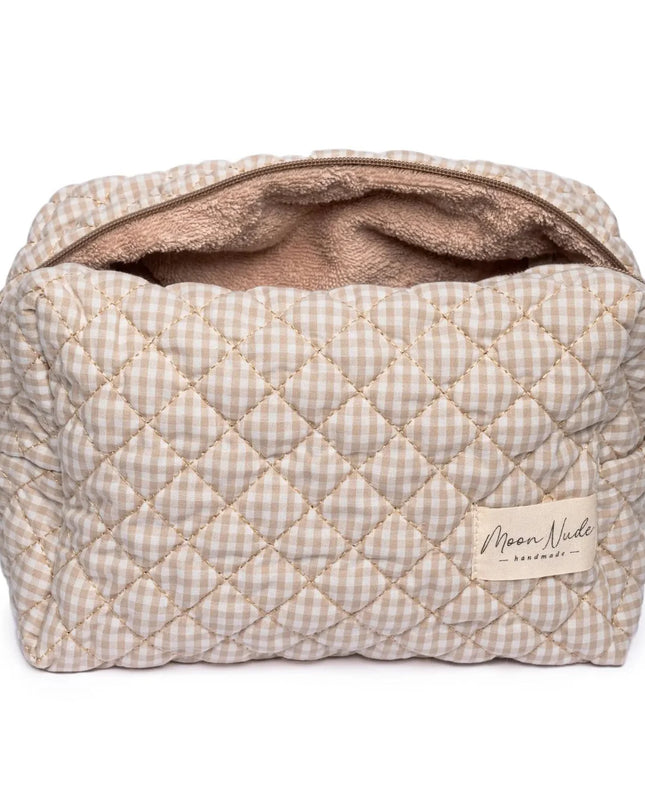 Nude Gingham Make Up Bag