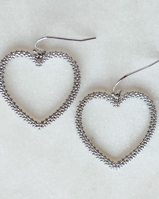 Heart Dangle Earrings-Gold or Silver