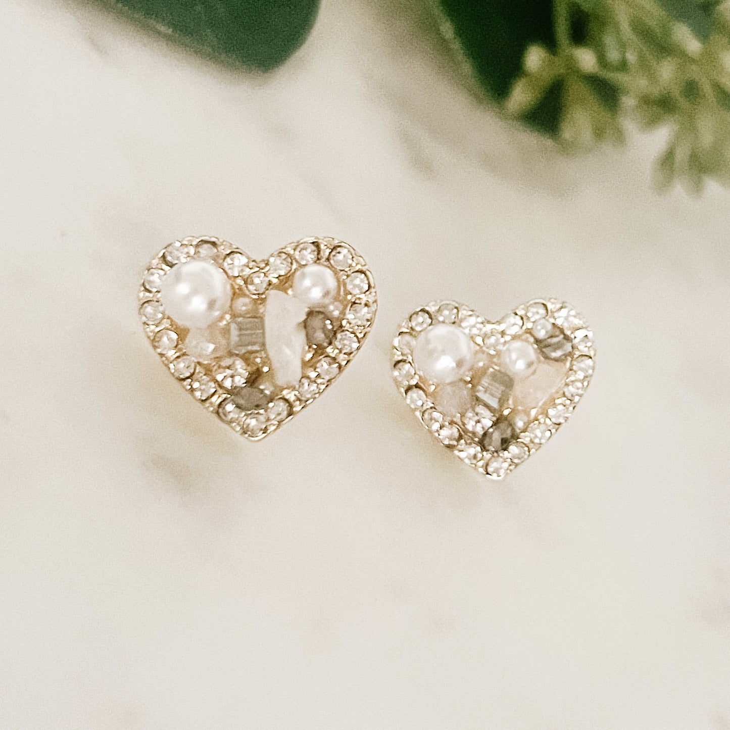 Stone Heart Earrings-white or multicolor