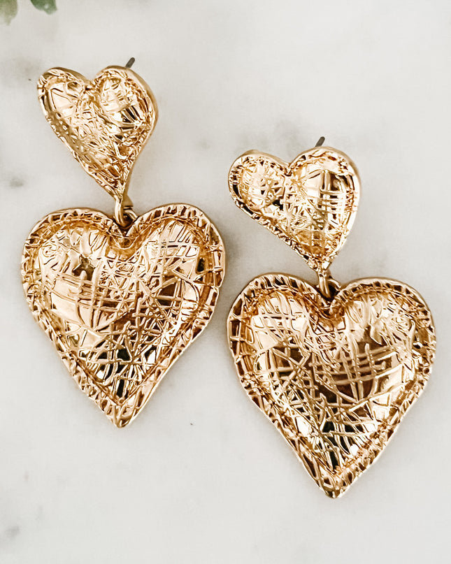 Two Tier Heart Dangle Earrings