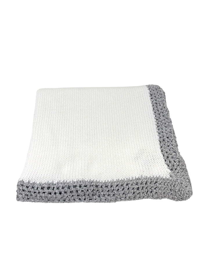 White and Grey Hand Knit Blanket