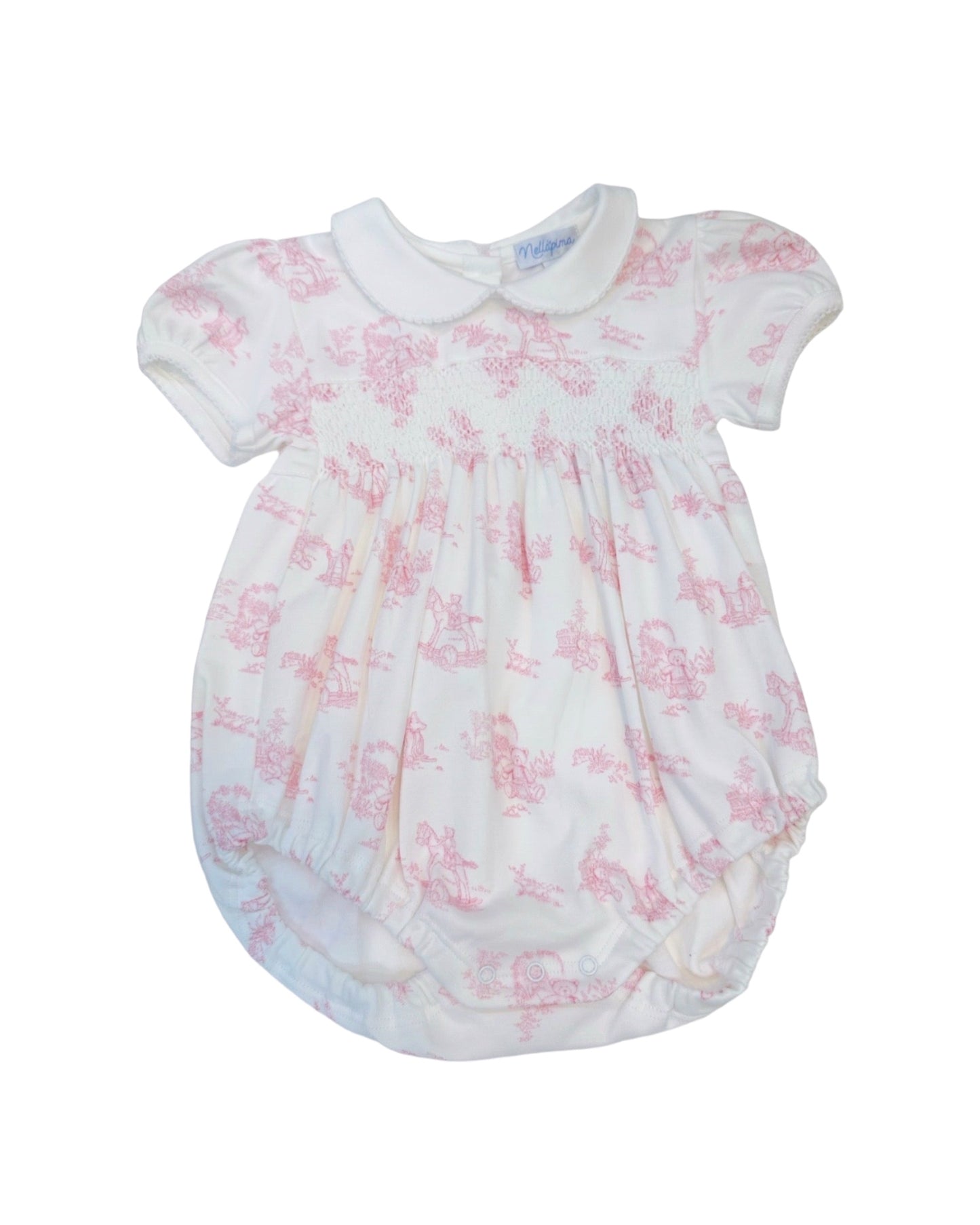 Pink Toile Smocked Bubbleq