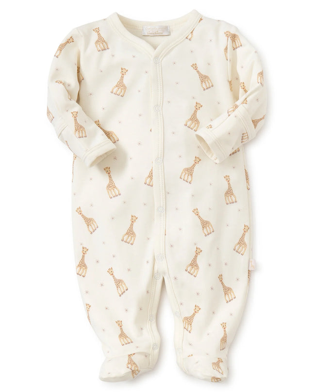Sophie la girafe print footie — cute baby clothing, baby shower gift