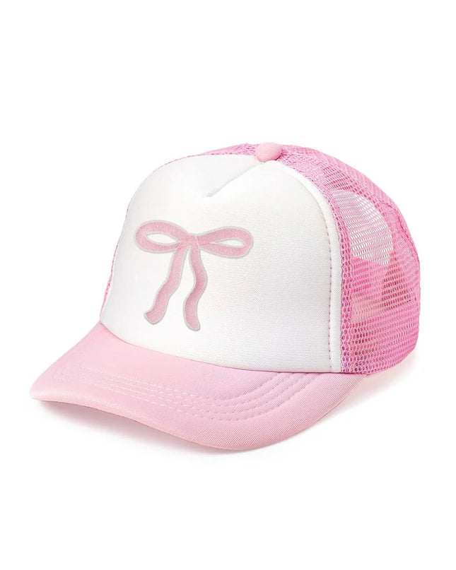 Coquette Bow Patch Trucker Hat - Pink/White
