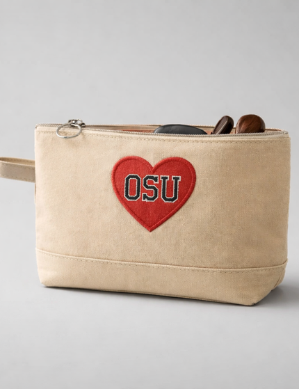 Personalized canvas makeup case — custom monogram or name, vinyl personalization included