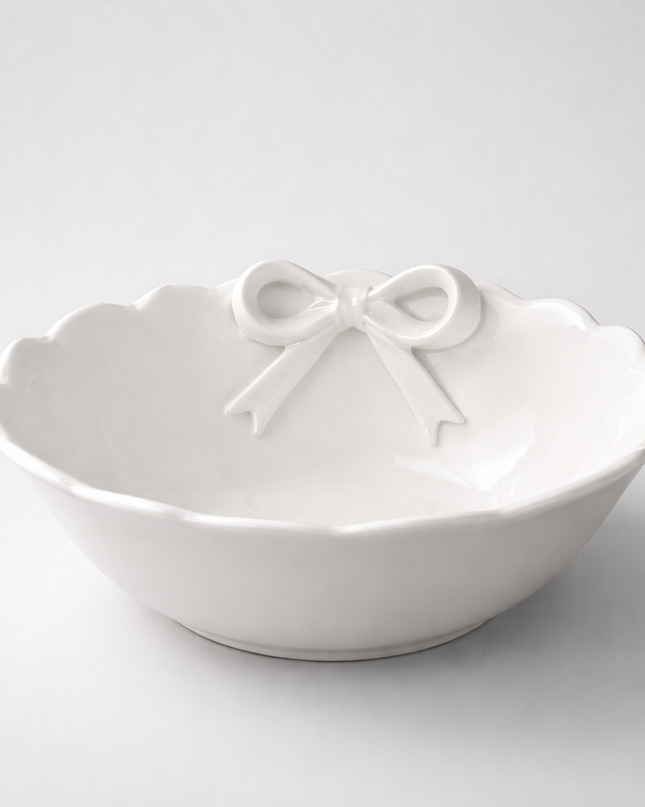 White Ceramic Bow Serving Bowl
