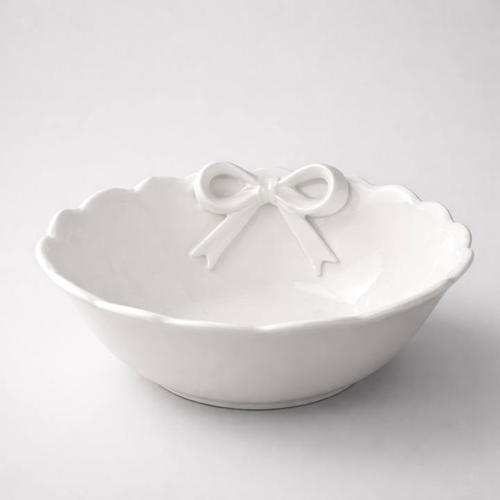 White Ceramic Bow Serving Bowl