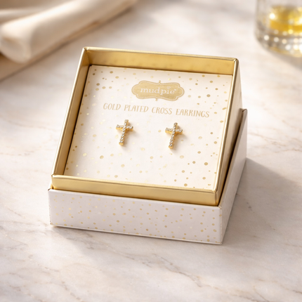 Gold or Silver Cross Stud Earrings
