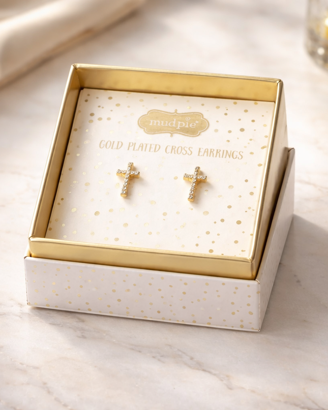 Gold or Silver Cross Stud Earrings