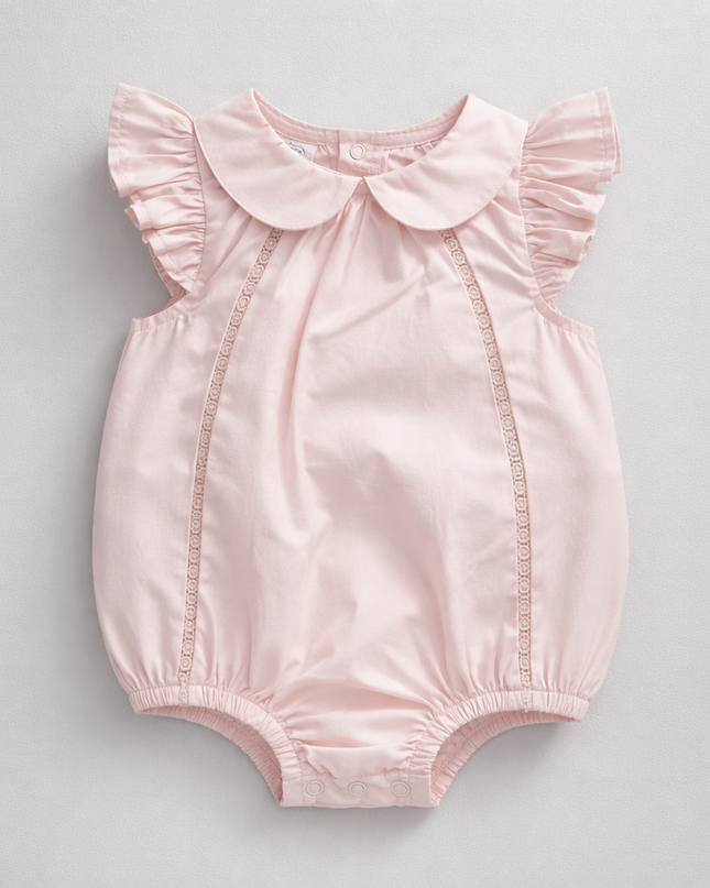 Pink Baby Girl Bubble with Peter Pan Collar
