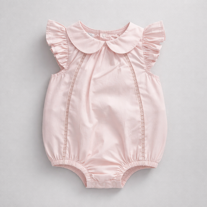 Pink Baby Girl Bubble with Peter Pan Collar