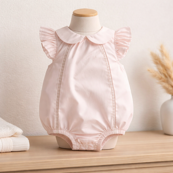 Pink Baby Girl Bubble with Peter Pan Collar