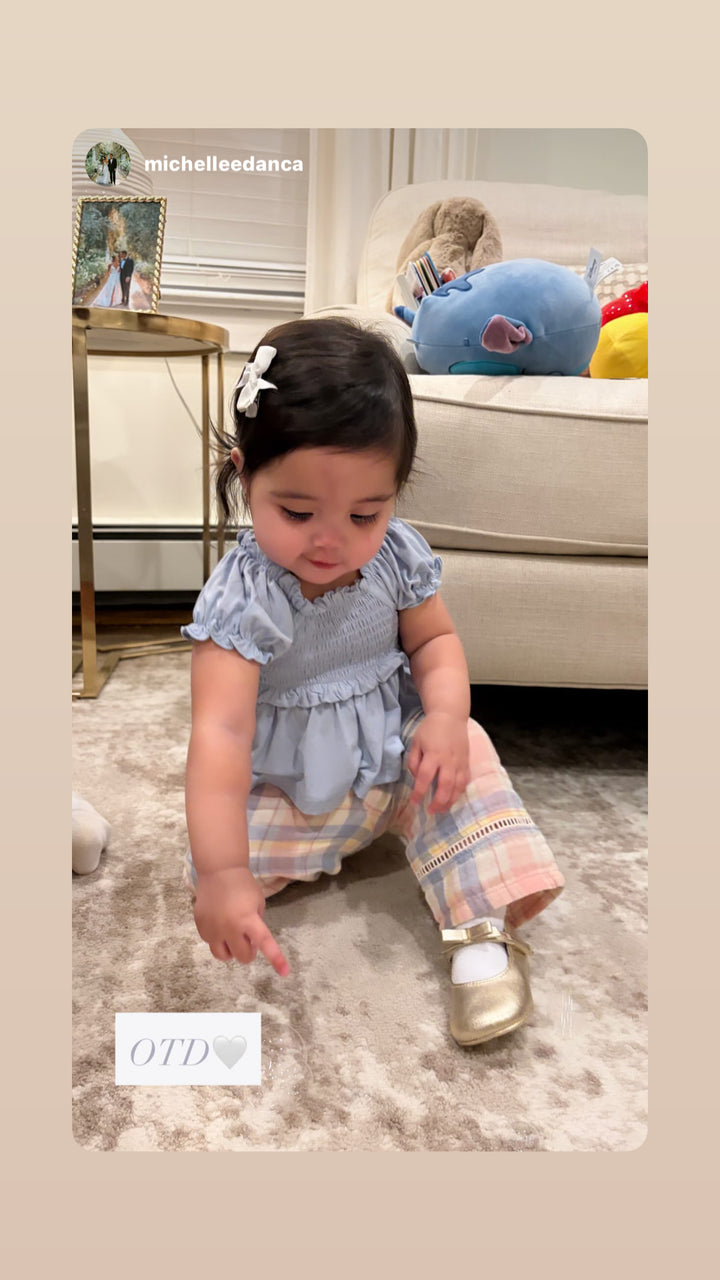 Dusty Plaid - Smocked Blouse and Pant Set